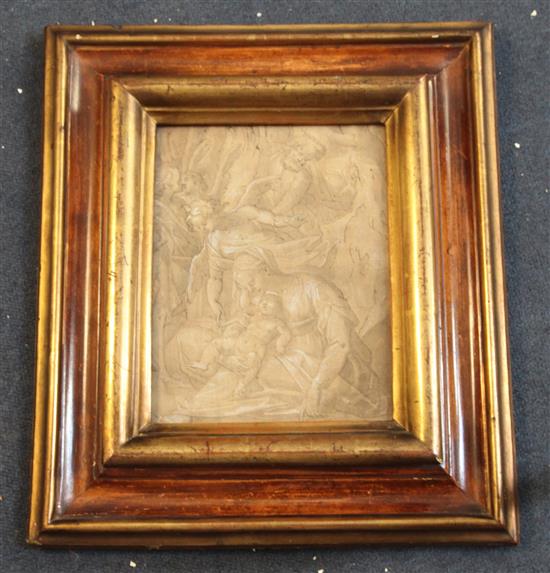 Attributed to Angelo Everardi (1647–1680) Virgin and child with attendants 8.5 x 6.75in.